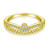 Round Zircon Modern Split Shank Silver Ring